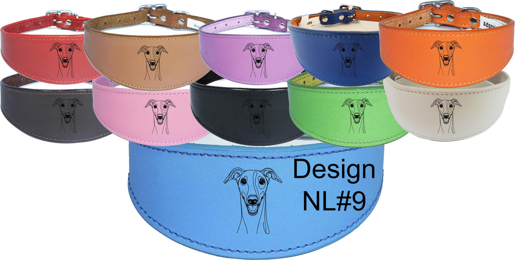 Leather Greyhound Sighthound Whippet Dog Collar with Padded Backing NL 9