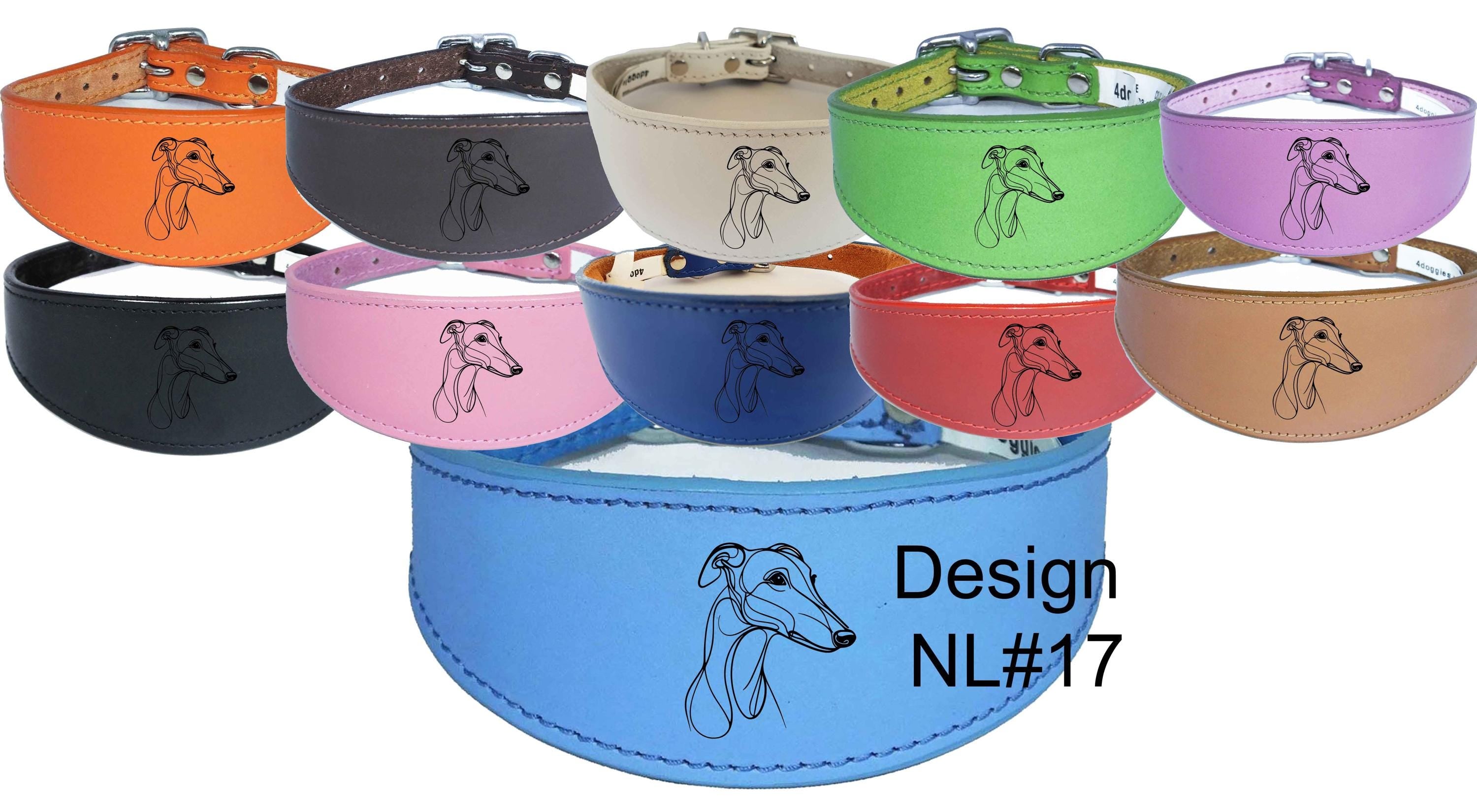 Sighthound Collar Luxury Padded Leather Handmade in the UK NL 17