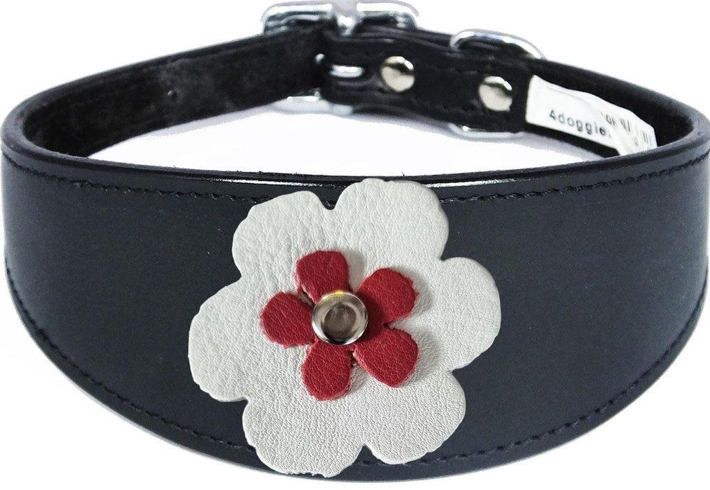 Decorative Flower Design Whippet Greyhound Sighthound Lurcher Leather Collar FD7-4