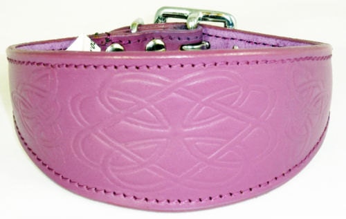 Purple Celtic Design Leather Dog Collars Whippet Collar Greyhound Collar Galgo