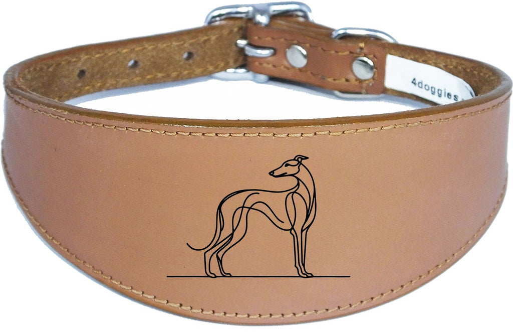 Engraved Leather Greyhound Whippet Dog Collar with Padded Backing NL 2