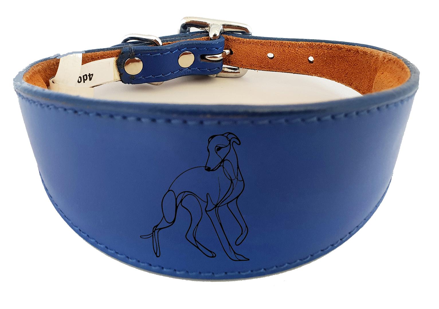 Whippet Sighthound Collar Luxury Padded Leather Handmade in the UK NL 18