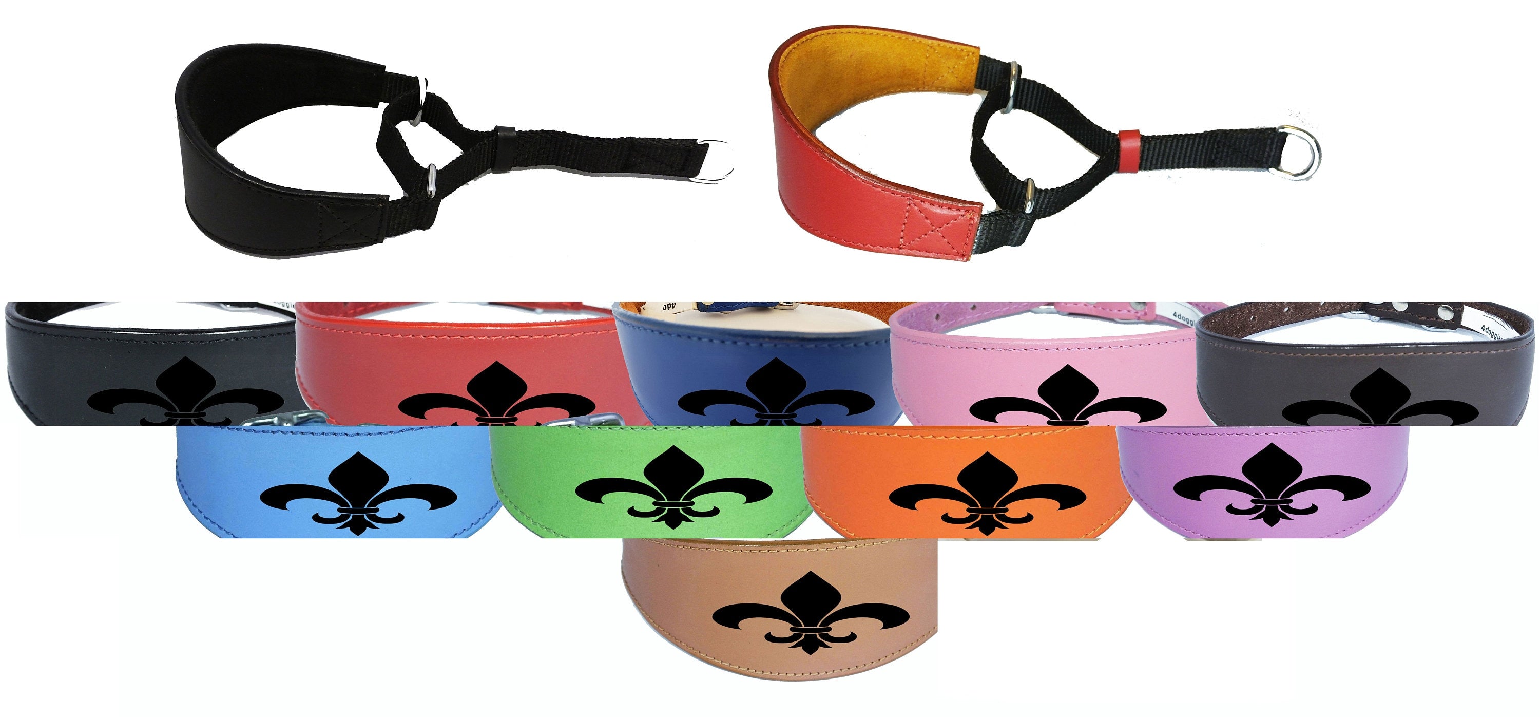 Leather Dog Collar Padded Suede Backing Greyhound Whippet Hound Martingale D9