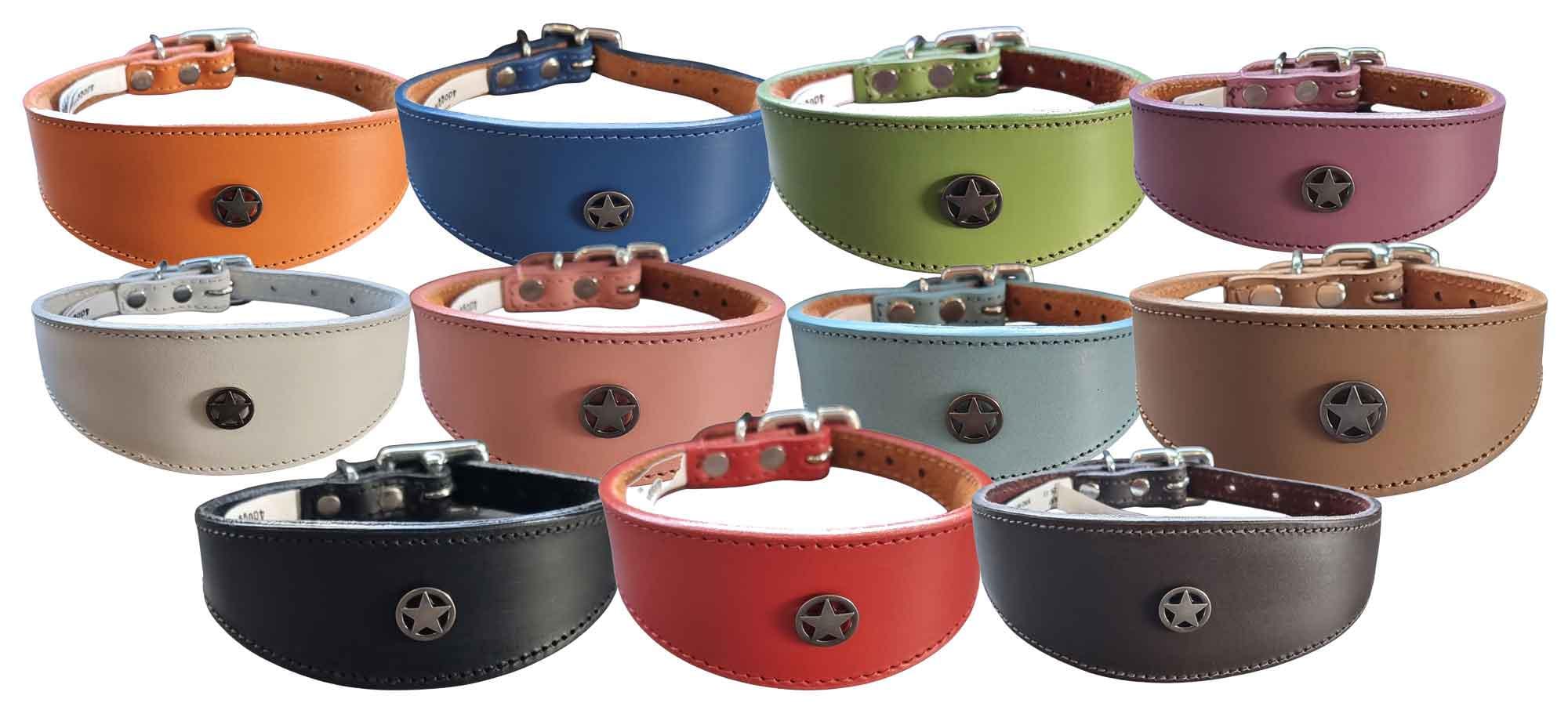 Leather Collar For Sighthound Whippet Greyhound Lurcher Decorative Stud Design DS 6