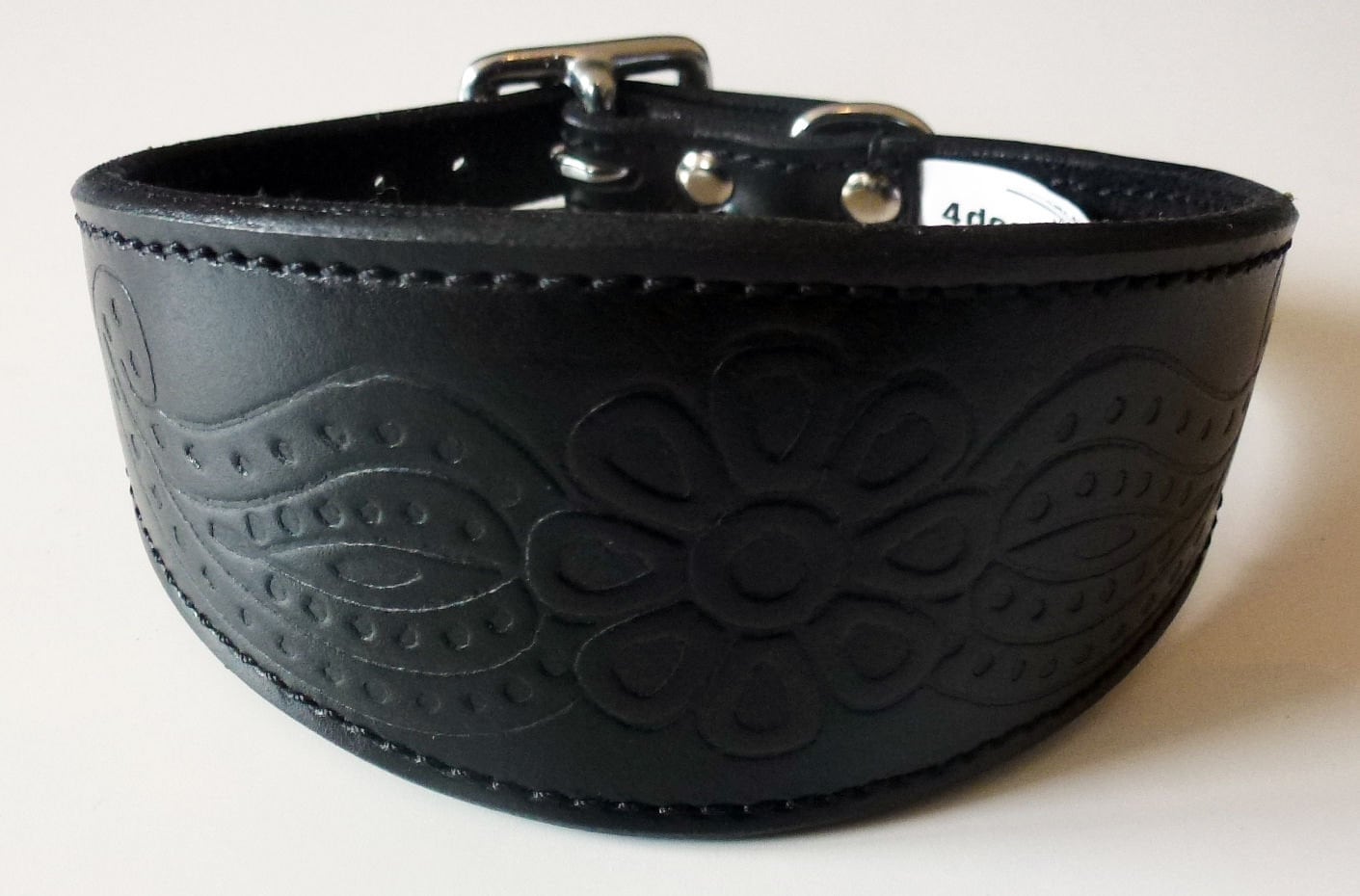 Black Paisley Embossed Leather Whippet Collar Greyhound Collar Dog Collars Galgo