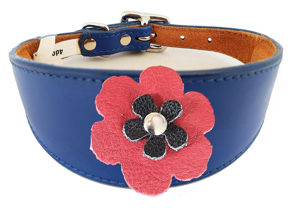 Greyhound Sighthound Whippet Lurcher Decorative Flower Design Leather Collar FD4-5