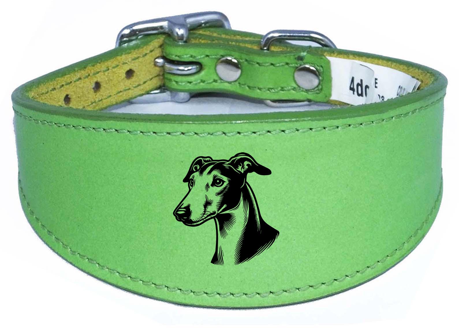 Sighthound Handmade Wide Leather Collar For Greyhound Whippet NL 40