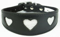 Black Leather Whippet Collar Greyhound Collar Sparkle Glitter Heart Galgo Podenco Dog