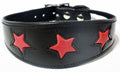 Black Leather Whippet Collar Greyhound Collar With Red Star Design Sighthound Dogs