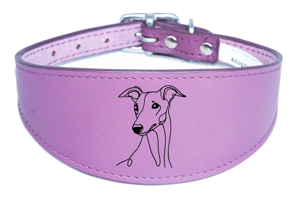 Handmade Wide Leather Collar For Greyhound Whippet Sighthound NL 34