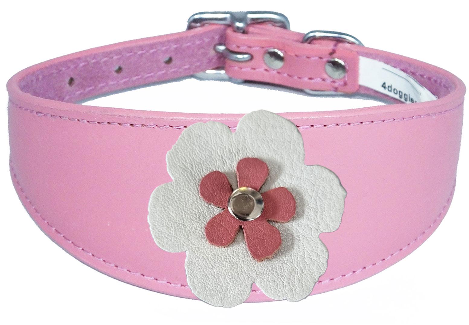 Whippet Greyhound Sighthound Lurcher Decorative Flower Design Leather Collar FD7-6