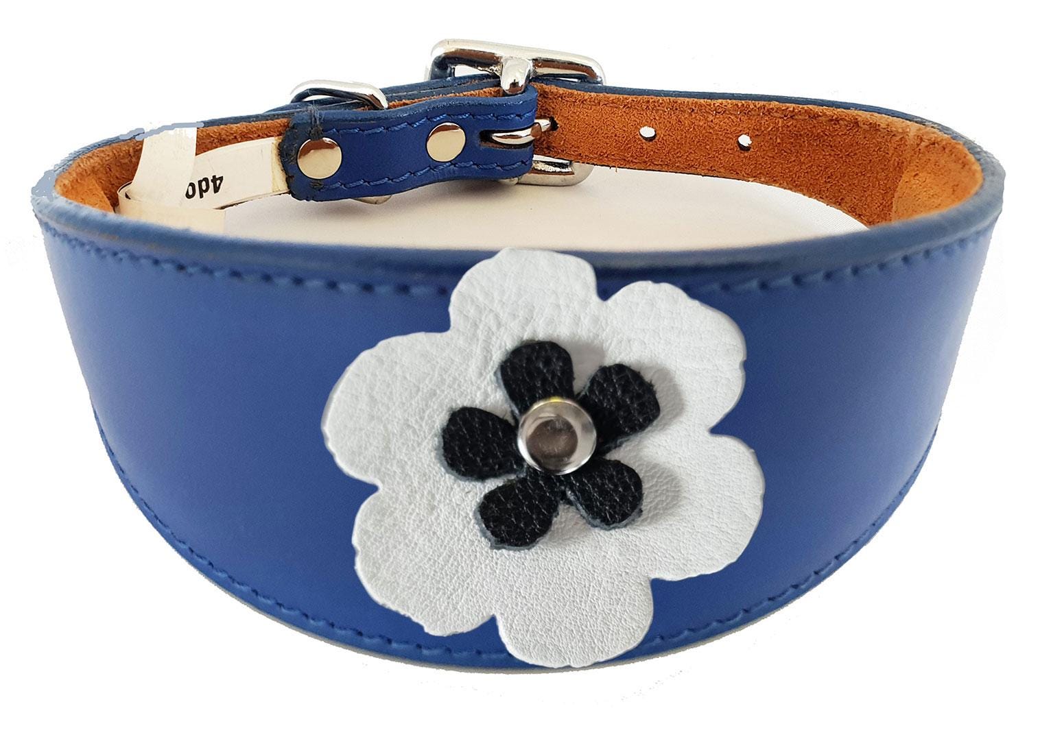 Whippet Greyhound Sighthound Lurcher Decorative Flower Design Leather Collar FD7-5