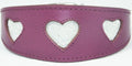 Purple Leather Whippet Collar Greyhound Collar Sparkle Glitter Heart Galgo Podenco Dog