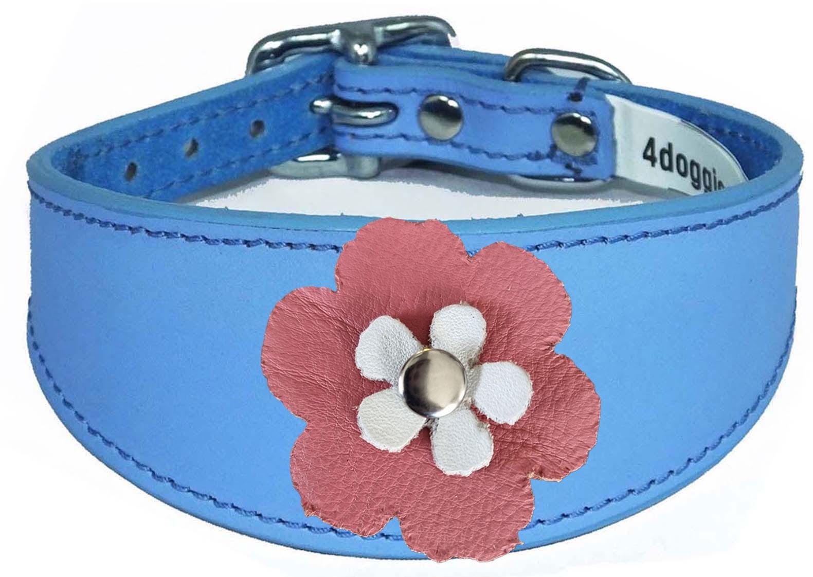 Decorative Flower Design Whippet Greyhound Sighthound Lurcher Leather Collar FD6-7