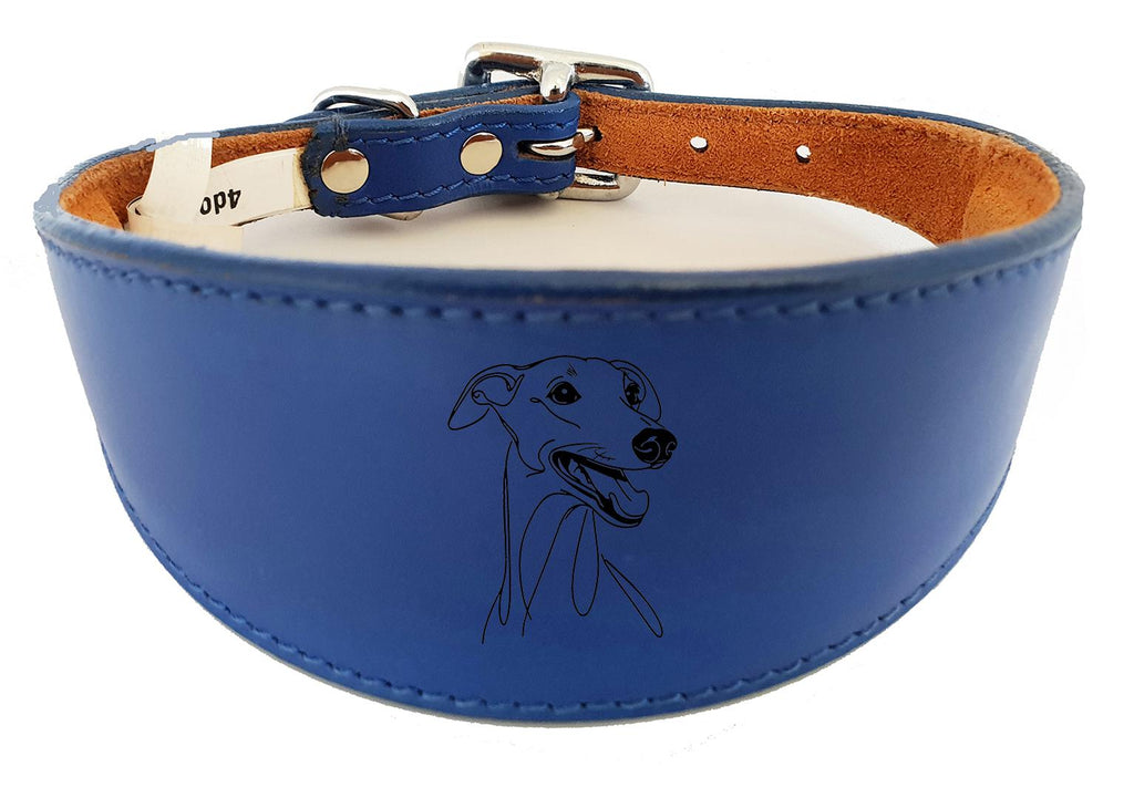 Leather Sighthound Greyhound Whippet Dog Collar with Padded Backing NL 4