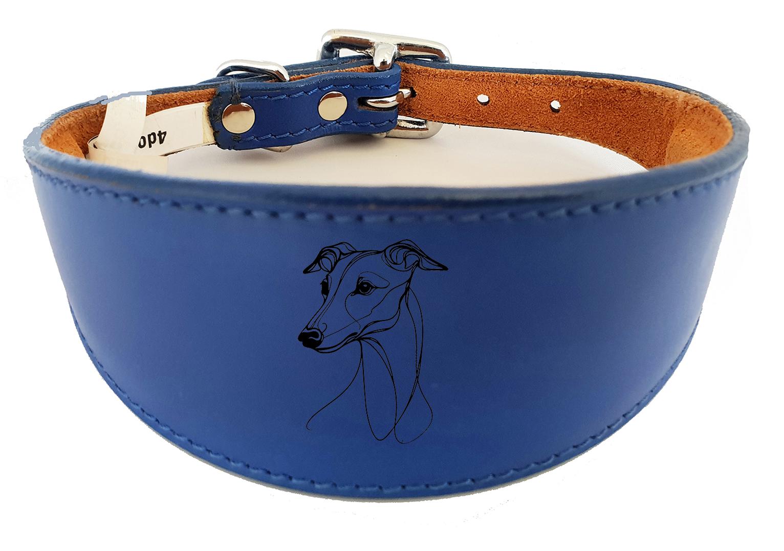 Luxury Padded Sighthound Leather Whippet Collar Handmade in the UK NL 21