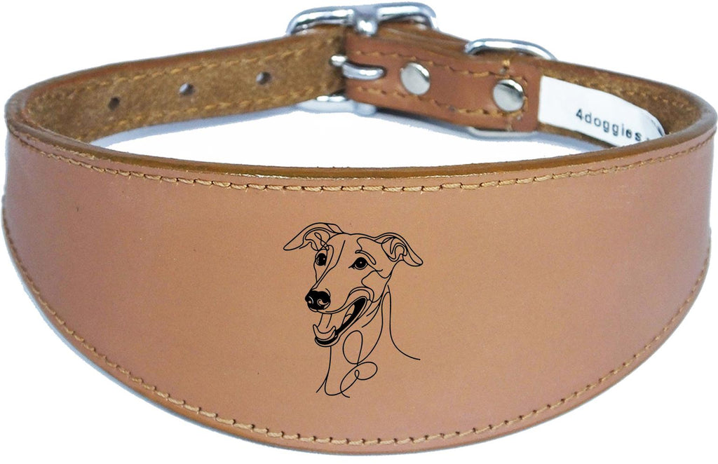 Engraved Leather Greyhound Whippet Dog Collar with Padded Backing NL 1