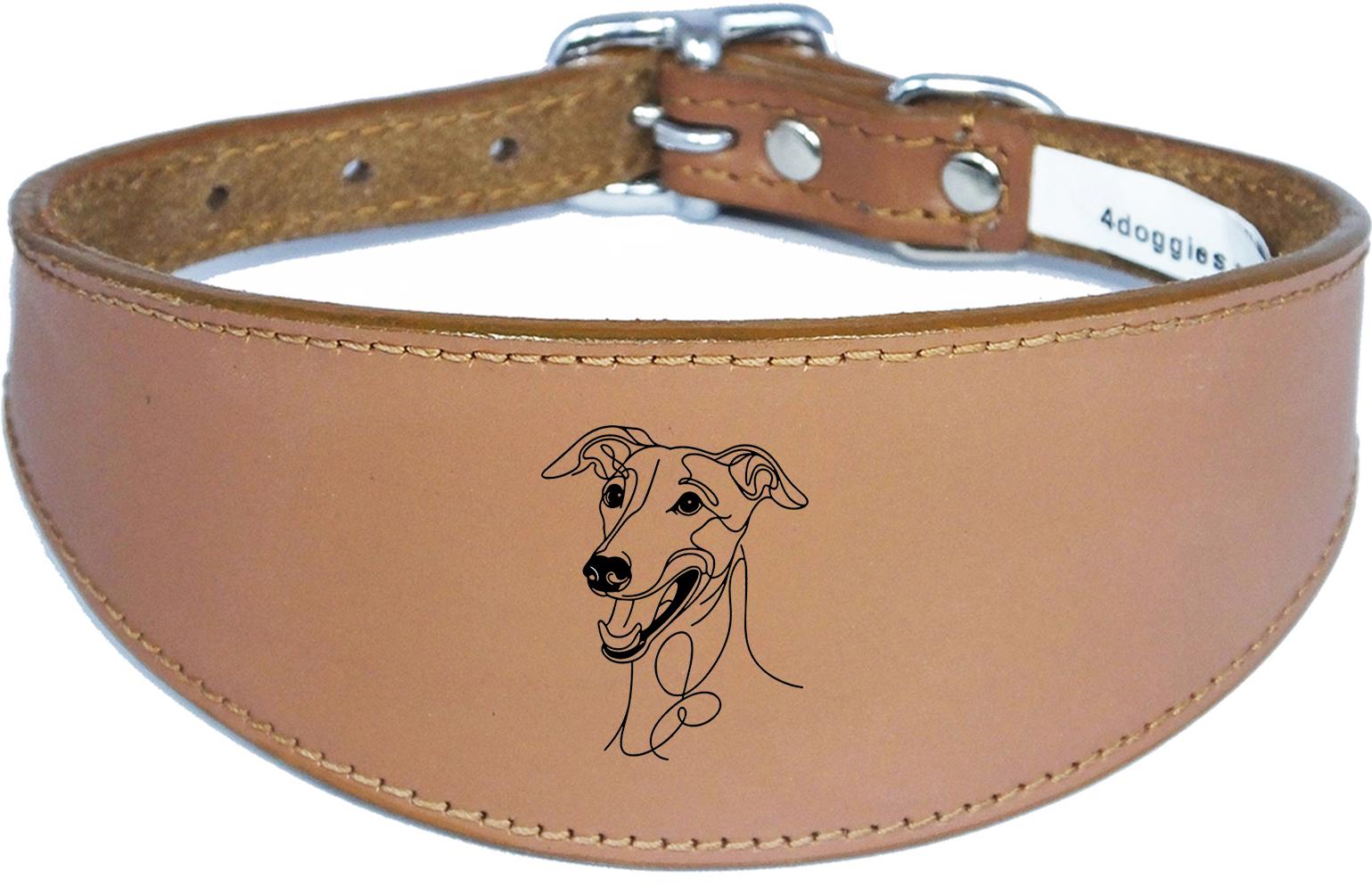 Engraved Leather Greyhound Whippet Dog Collar with Padded Backing NL 1