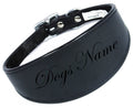 Black Laser Engraved Personalized Dog Collar Leather Dog Collar For Whippets, Greyhounds Dogs Name