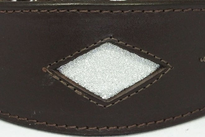 Brown Leather Whippet Collar Greyhound Sparkle Glitter Diamond Dog Collar Galgo Hound