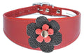 Whippet Greyhound Sighthound Lurcher Decorative Flower Design Leather Collar FD5-4