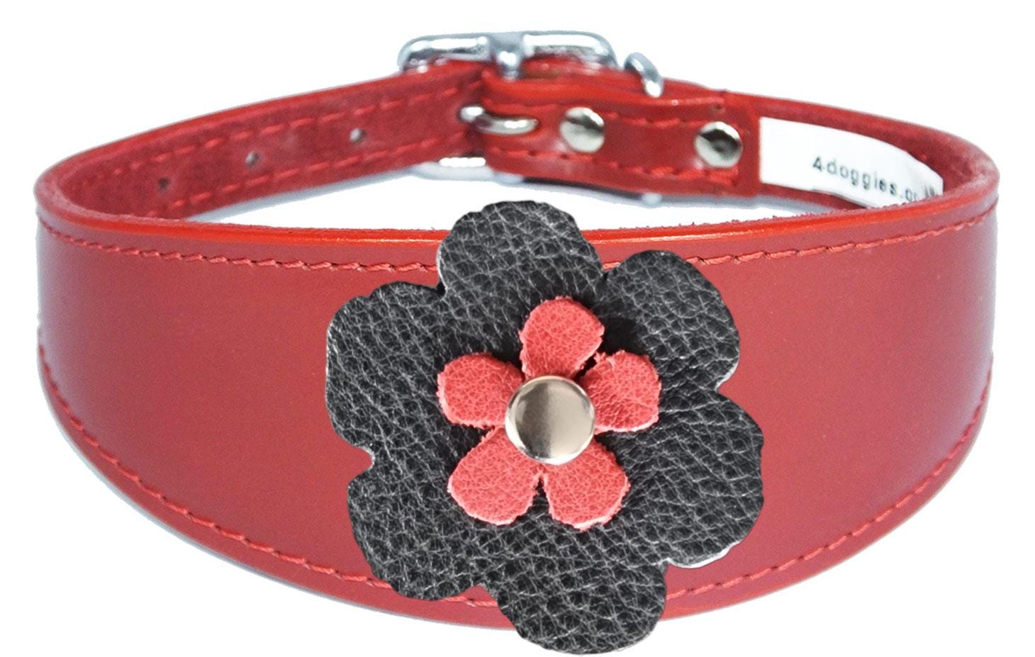Whippet Greyhound Sighthound Lurcher Decorative Flower Design Leather Collar FD5-4