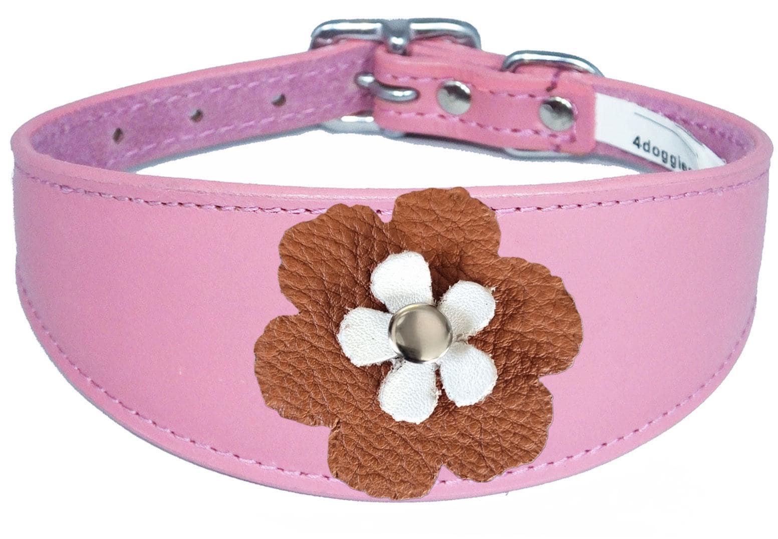 Sighthound Whippet Greyhound Lurcher Decorative Flower Design Leather Collar FD3-7