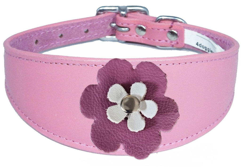Decorative Flower Design Leather Collar For Sighthound Whippet Greyhound Lurcher FD2-7