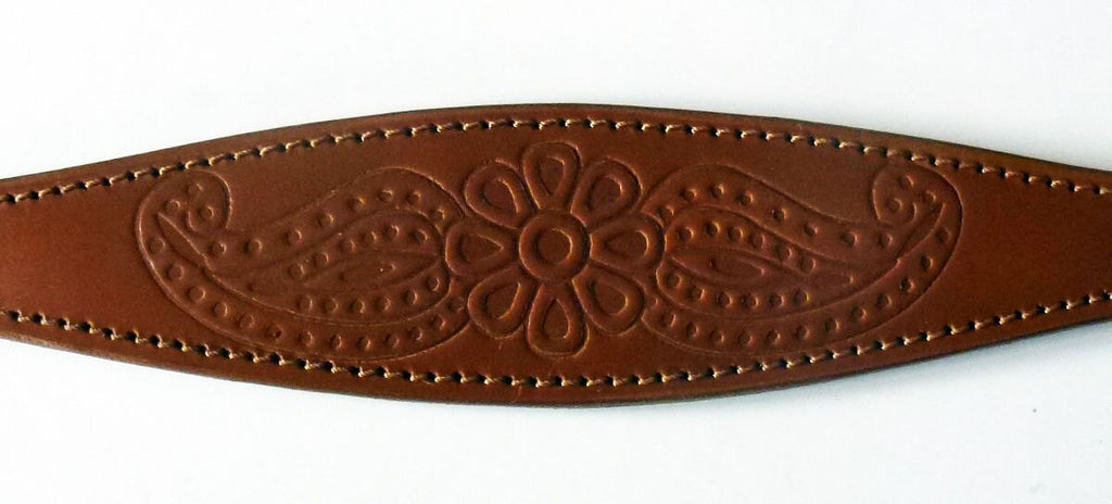 Tan Paisley Embossed Leather Whippet Collar Greyhound Collar Dog Collars Galgo