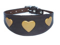 Whippet Collar Greyhound Collar  Sighthound Collar Leather Brown With Tan Heart  Design