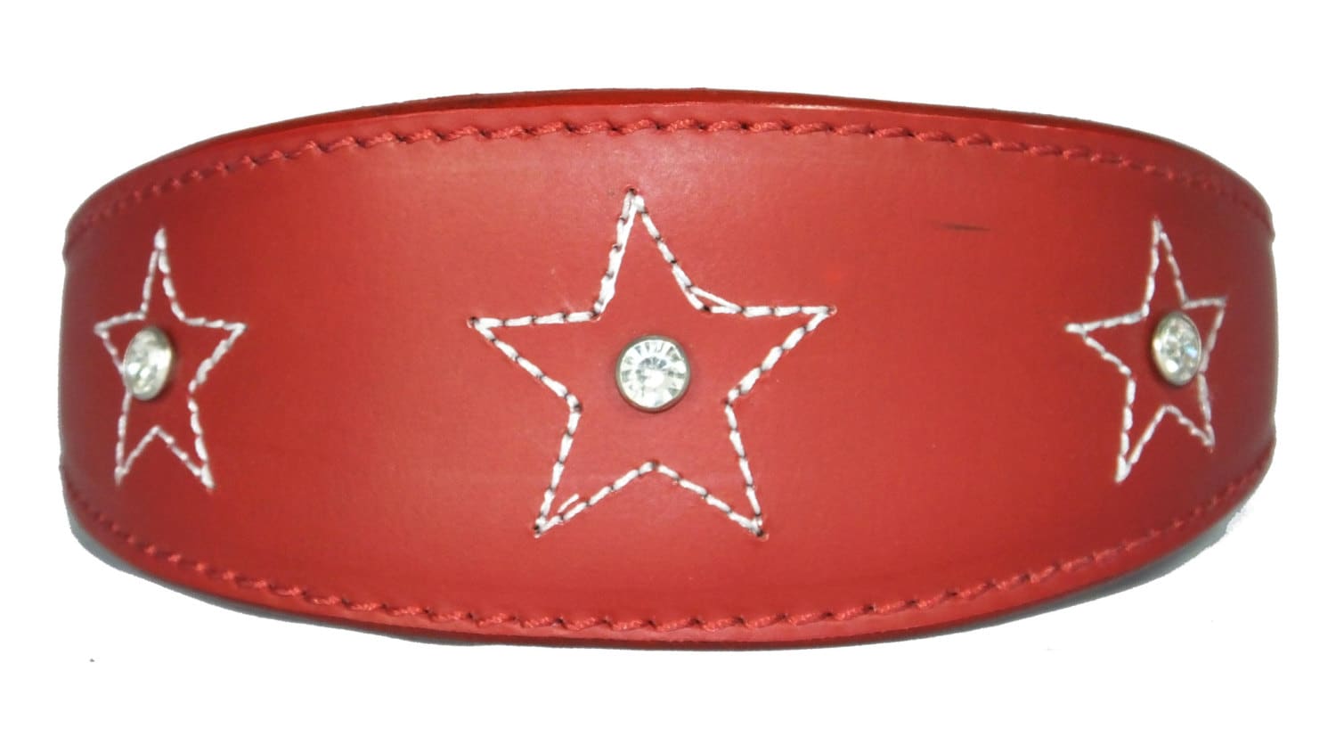 Red Star Diamante Stitch Design Leather Whippet Collar Greyhound Collar Sight hound Dogs Collar