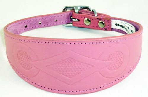 Pink Retro Embossed Leather Whippet Collar Greyhound Collar Dog Collars Galgo