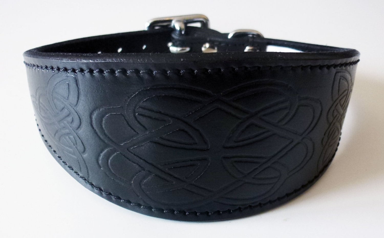 Black Celtic Design Leather Dog Collars Whippet Collar Greyhound Collar Galgo